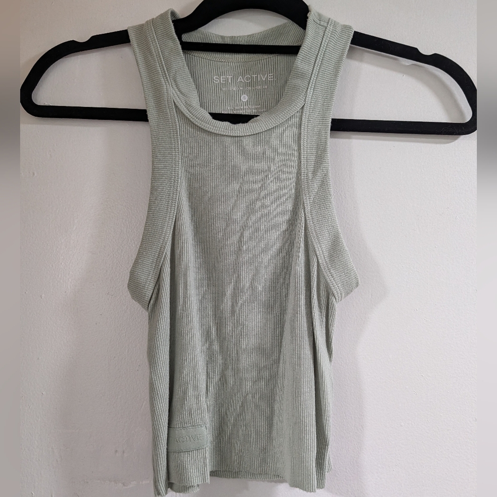 SET Active Ribbed Tank Top - Light Green